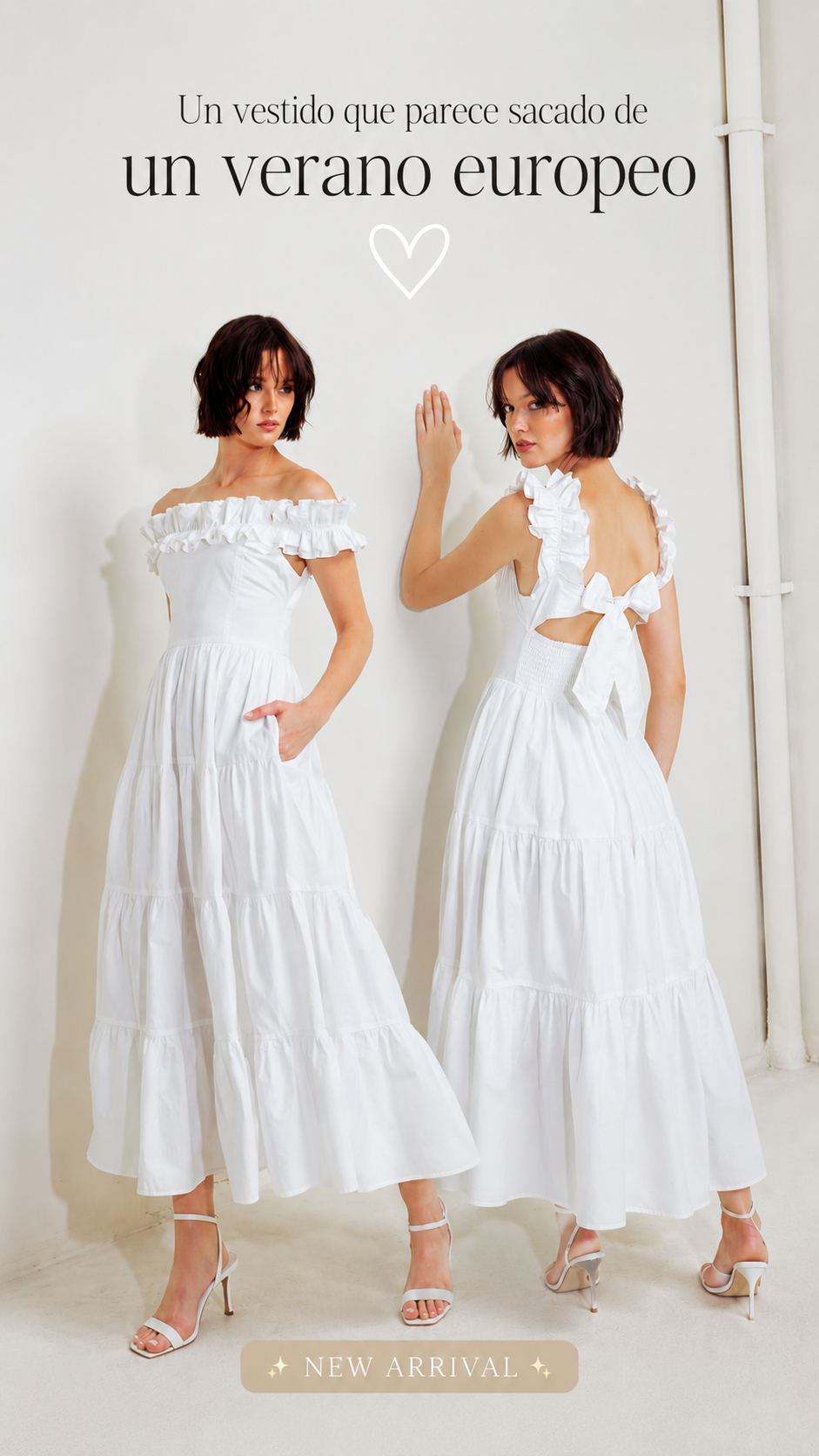 Woven Midi Dress Featuring Ruffled Neckline