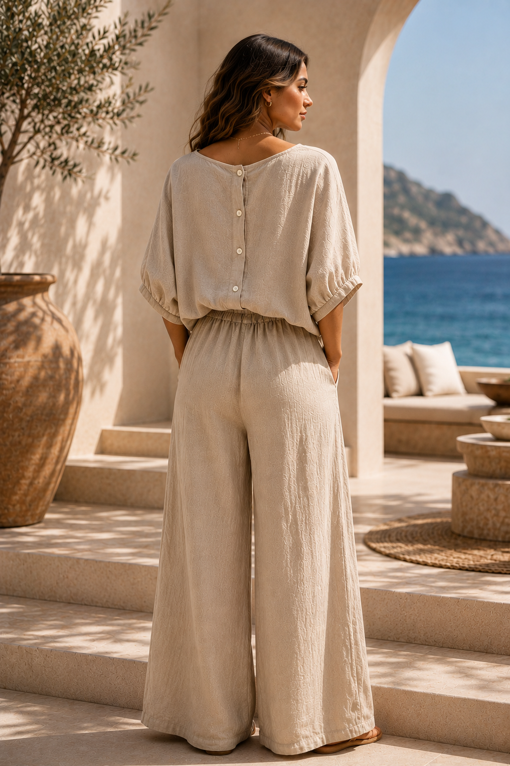 Italian Sahara Beige Linen Set