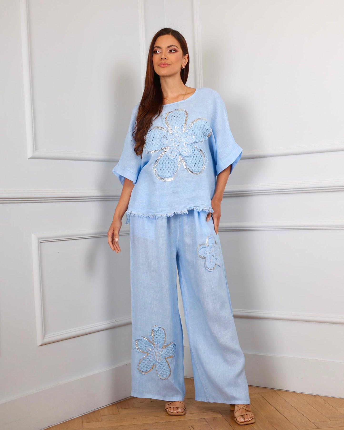 Sky Blossom Italian Linen Set