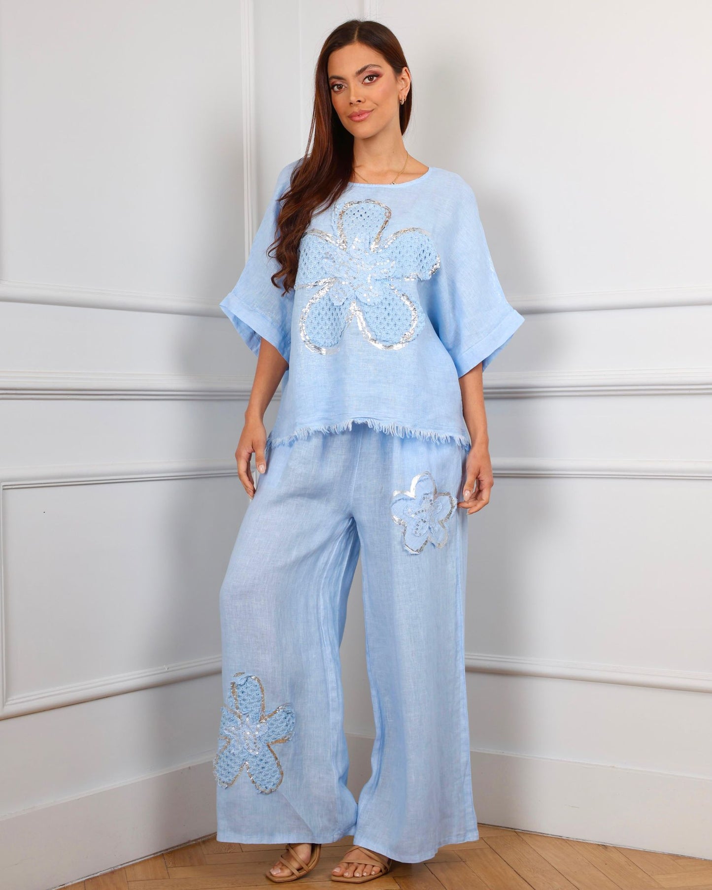 Sky Blossom Italian Linen Set