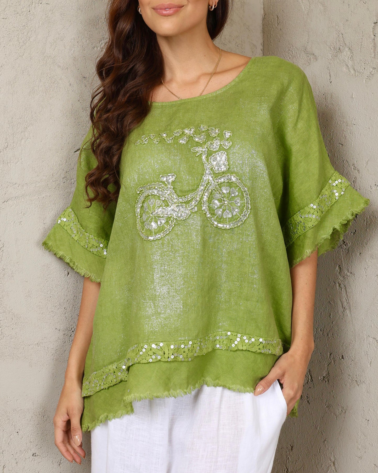 Lime Italian Linen Bicycle Top