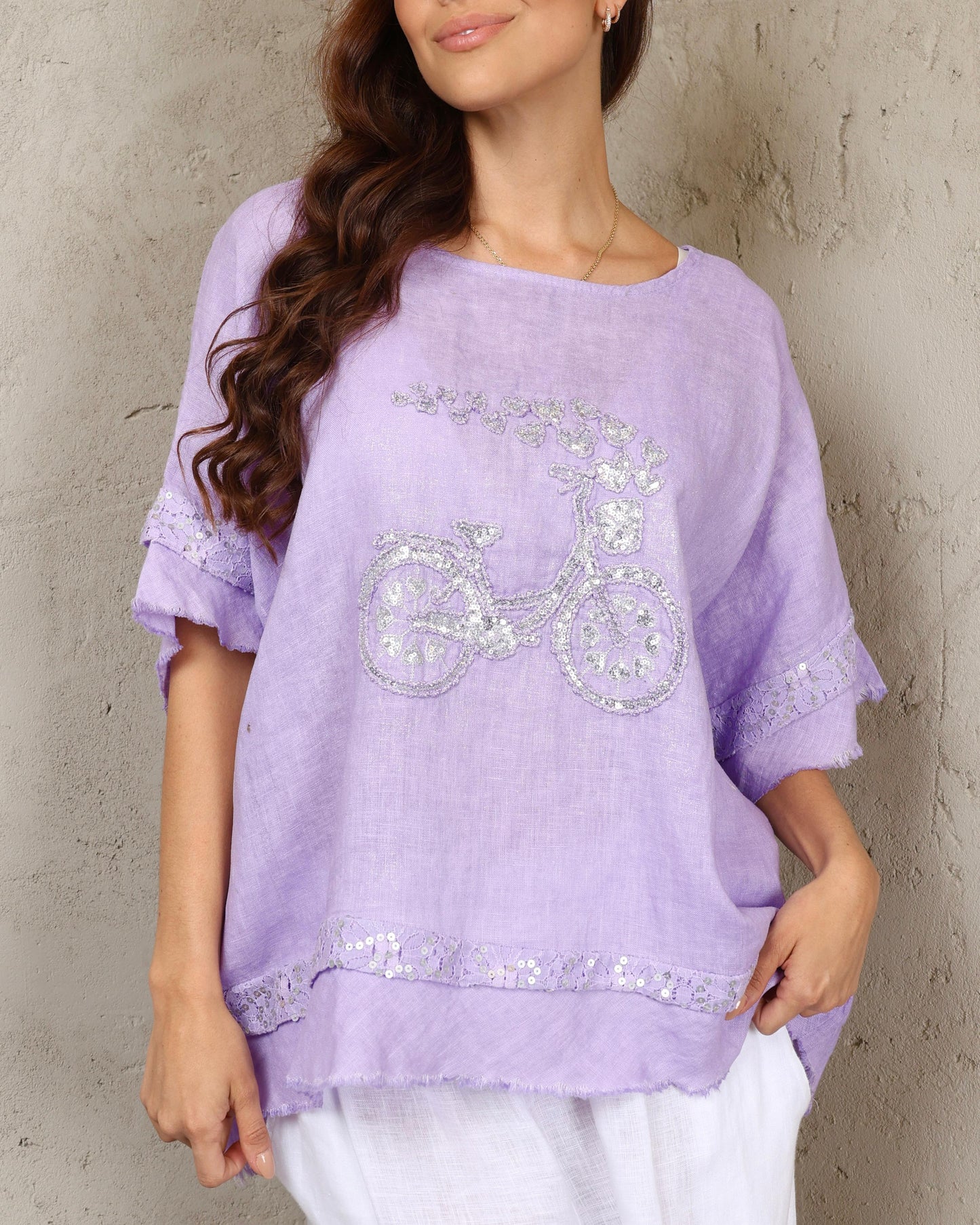 Lilac Italian Linen Bicycle Top