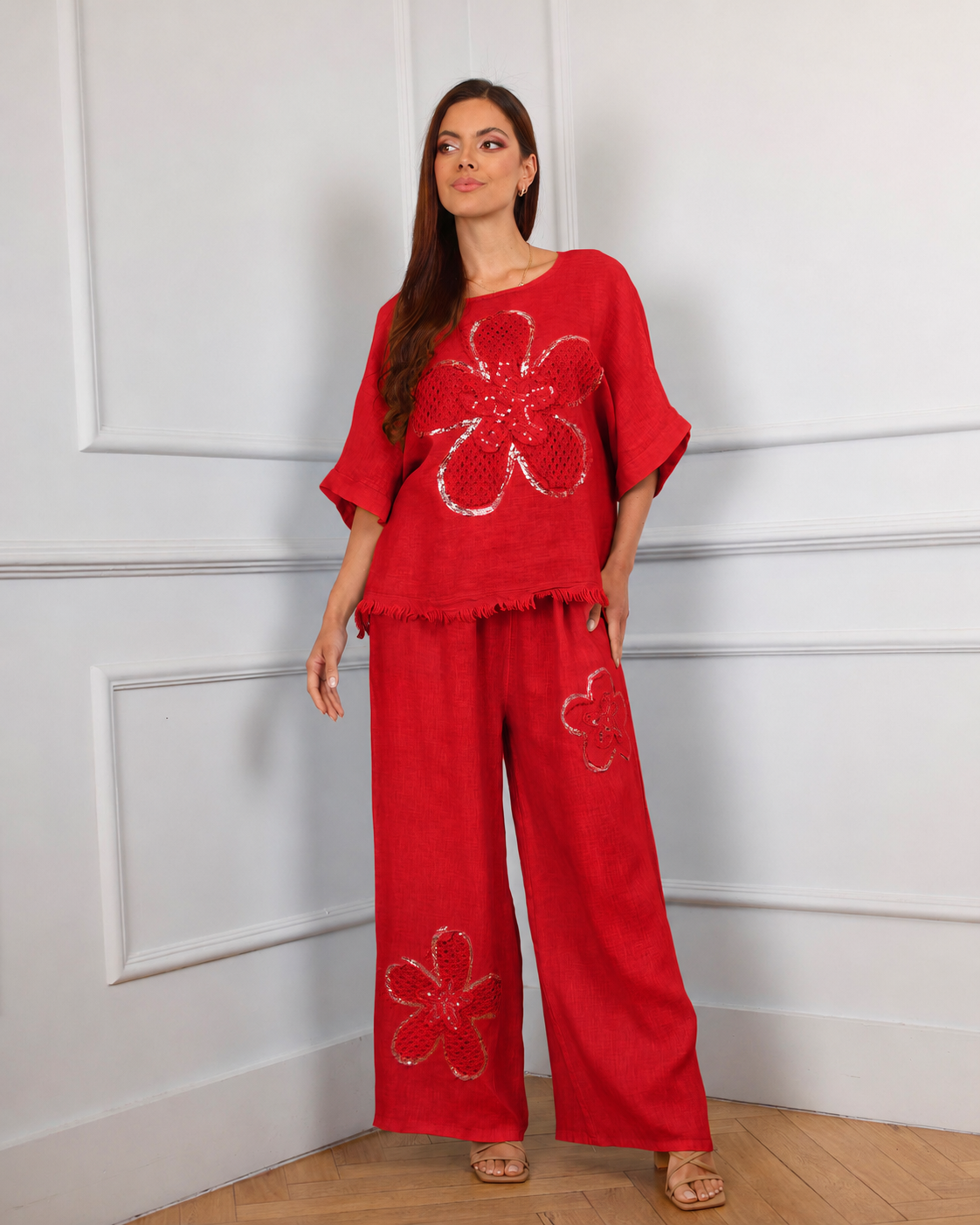 Cherry  Blossom Italian Linen Set
