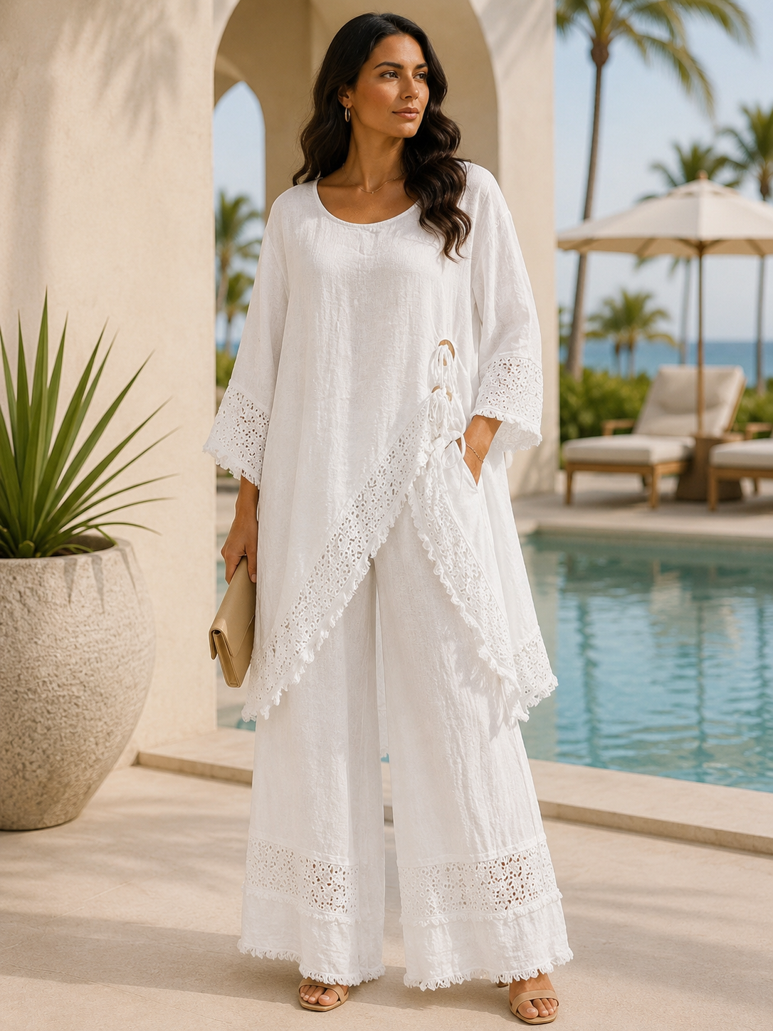 White Coastal Breeze Linen Set