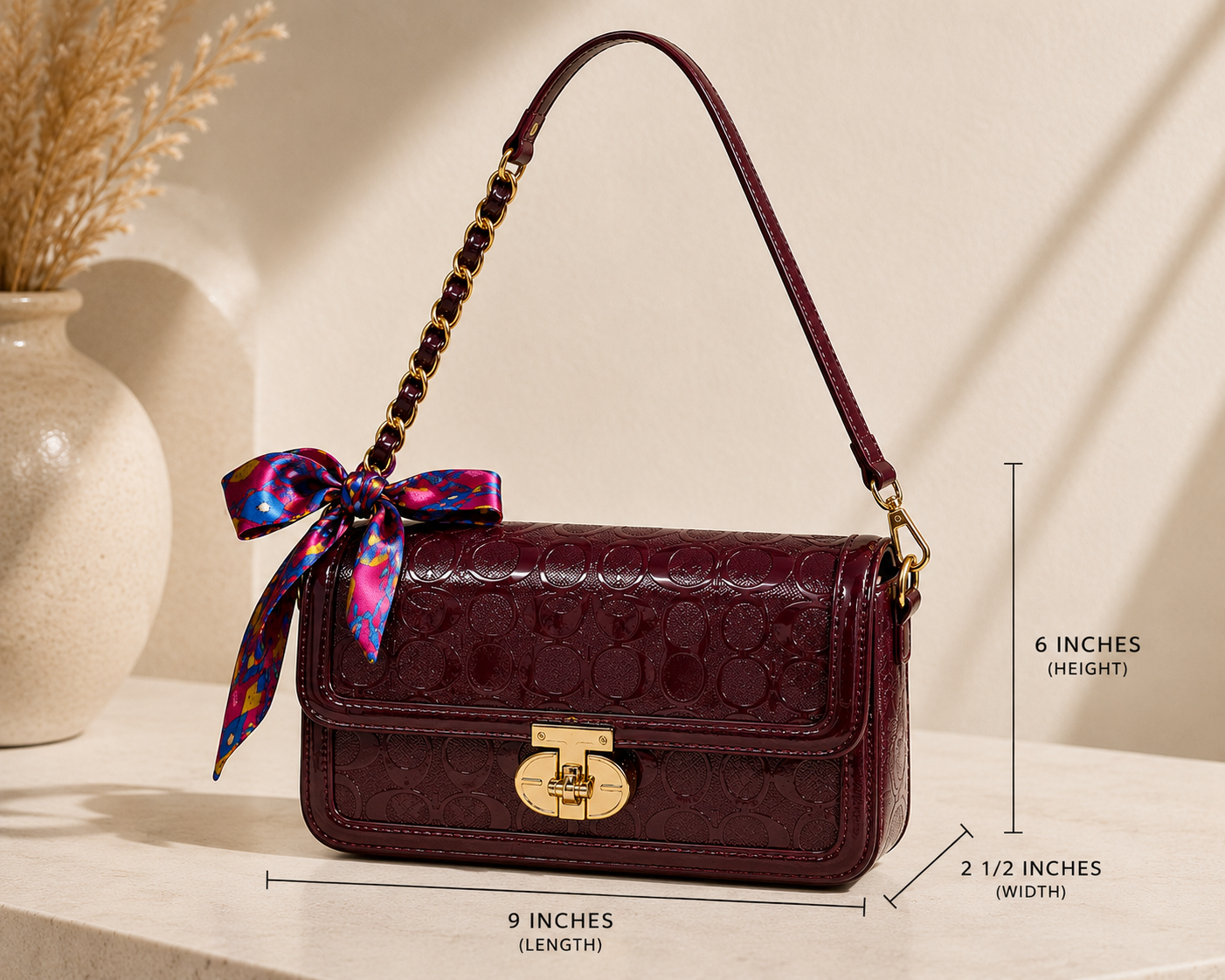 Wine Gloss Handbag Set