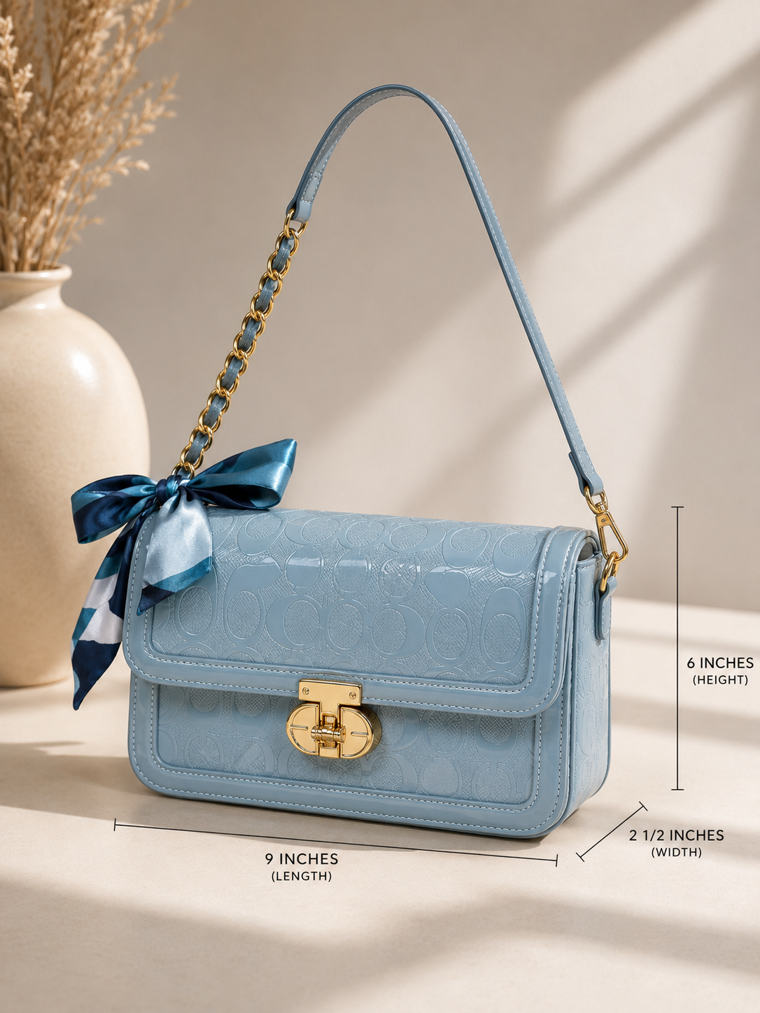 Blue Gloss Handbag Set