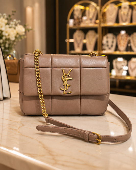 Compact Luxury Inspired Bag in Taupe