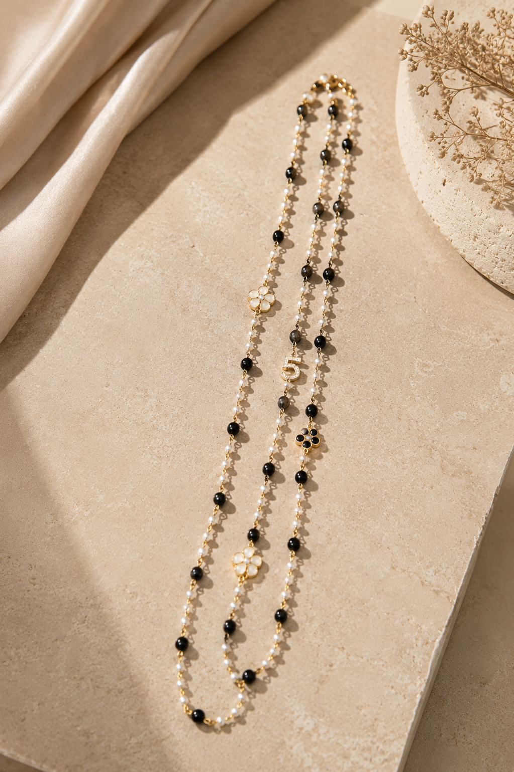 Midnight Pearl Charm Necklace