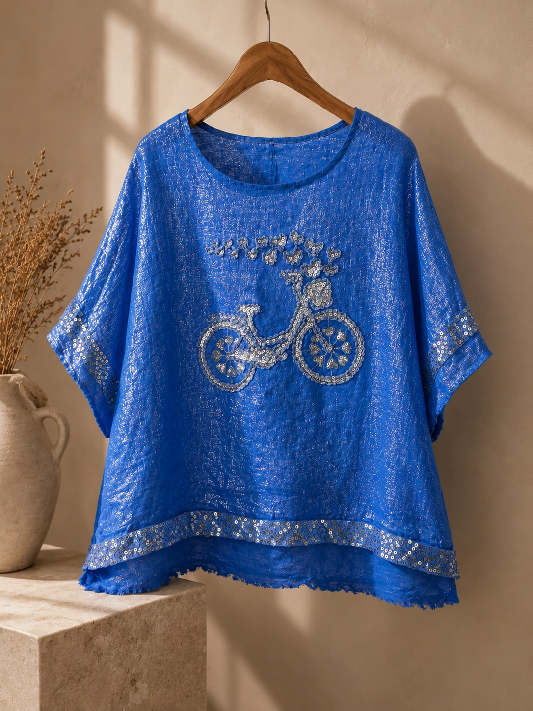Blue Italian Linen Bicycle Blouse