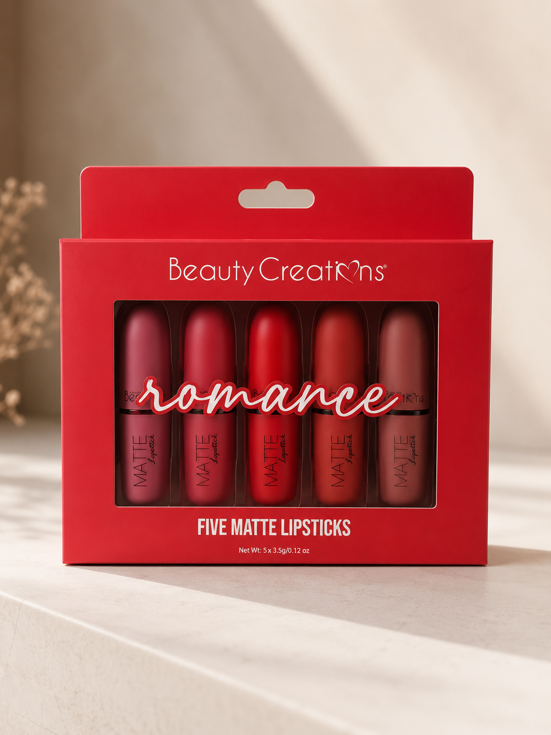 Romance Red Five Matte Lipsticks