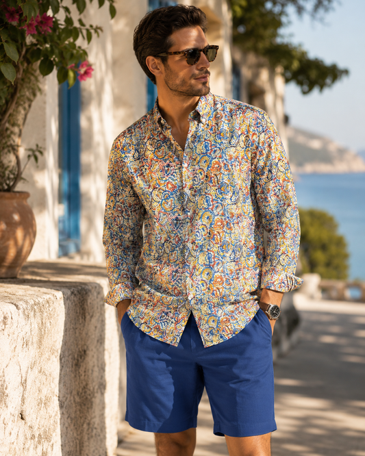 Men's shirt with long sleeves in print