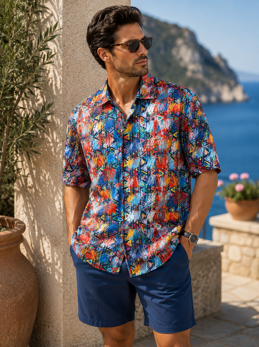 Mens Shirt Button Down Multi