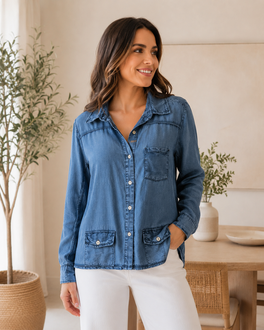Italian Vintage Wash Lyocell Utility Shirt