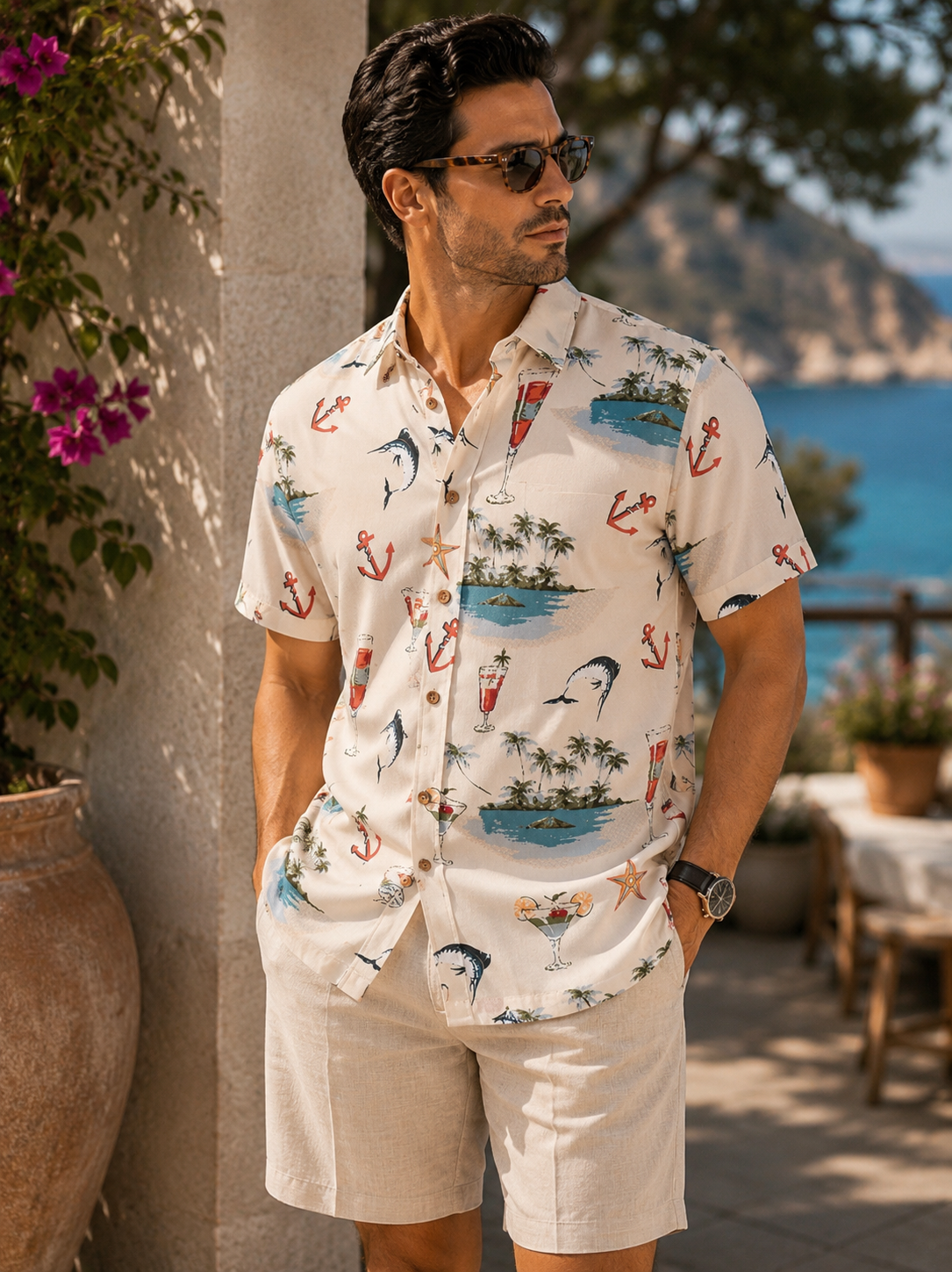 Men's Short Sleeve Shirt Print