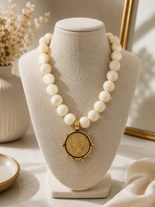 Muse Statement Necklace Beige