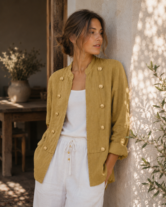 Beige Jacket With Gold Details