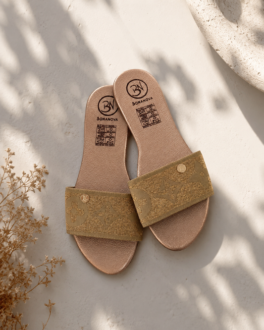 Pink Luxe Monogram Slide Sandals