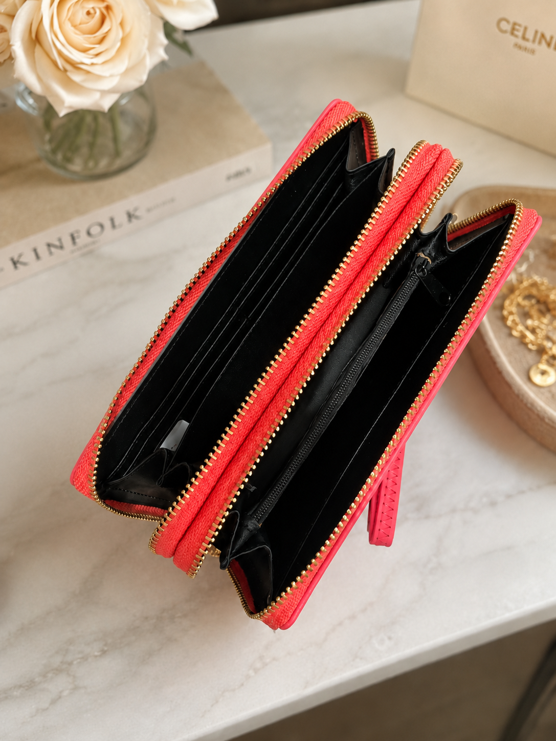 Classic Pink Zip-Around Wristlet Wallet