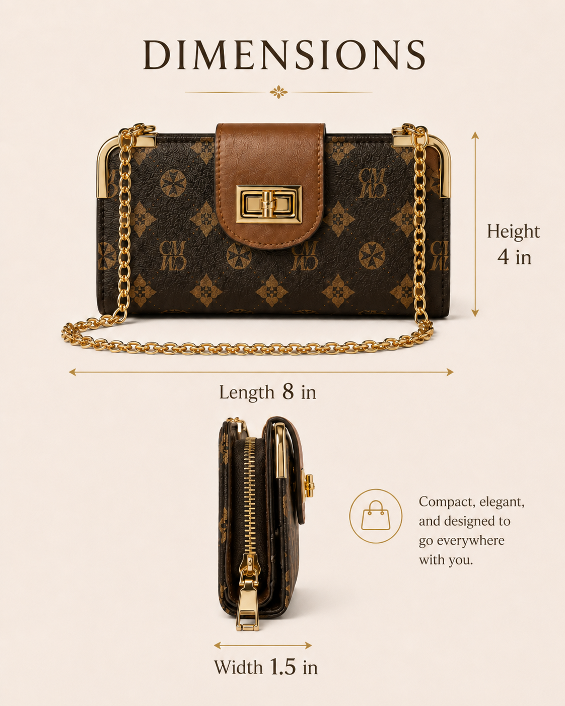 Brown Monogram Chain Wallet Crossbody