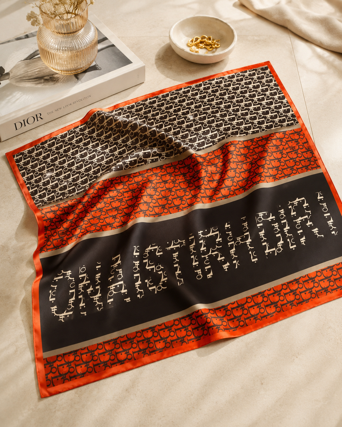 Luxury Designer Inspire Scarf in Orange and Brown