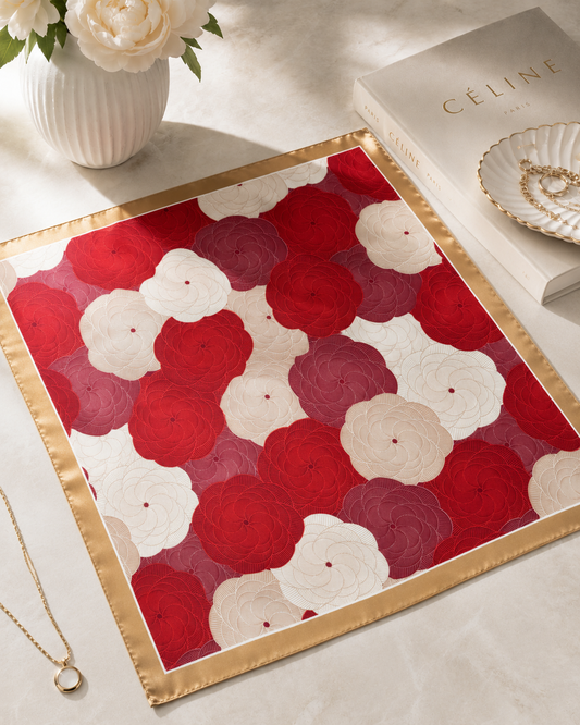 Red Bloom Satin Scarf