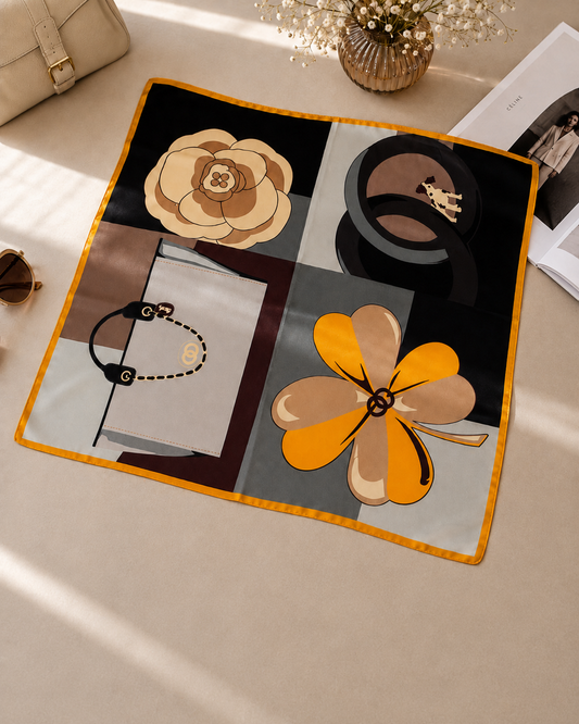Golden Bloom Printed Scarf