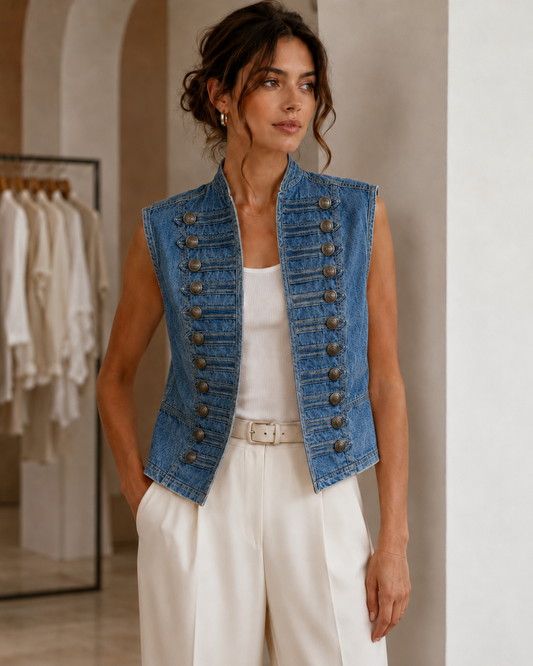 Blue Denim Statement Vest