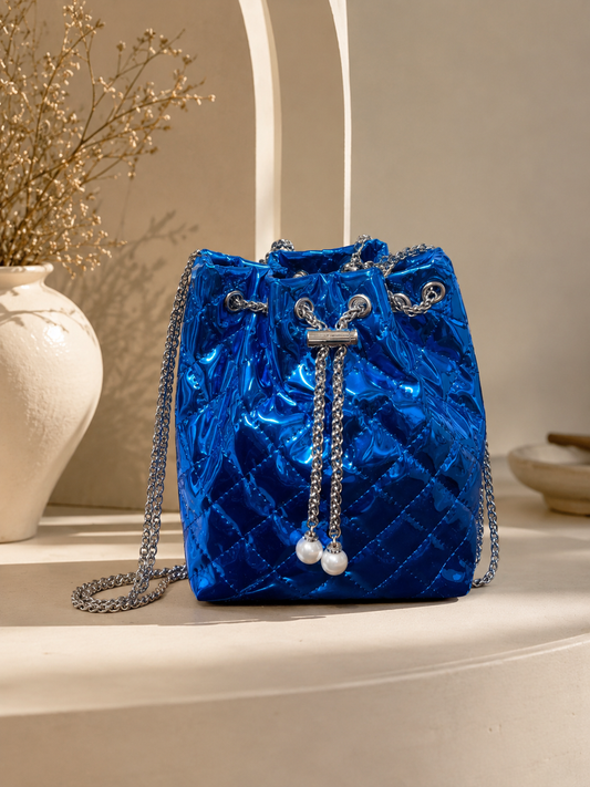 Blue Luxe Bucket Bag