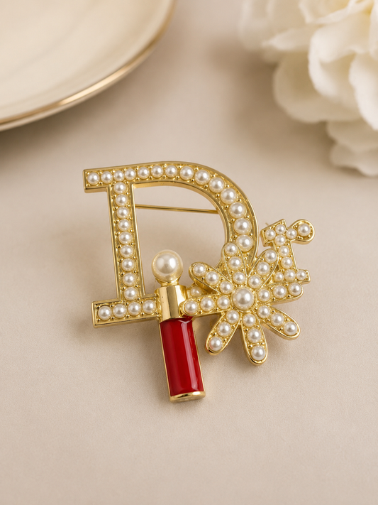 Inspired Pearl Monogram Brooch