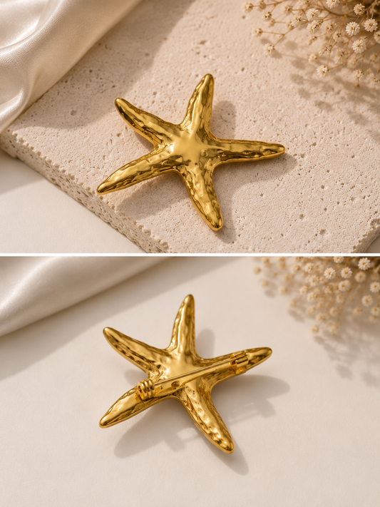 Golden Starfish Statement Brooch