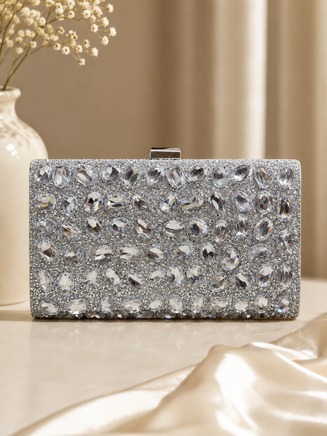 Midnight Glam Clutch Silver