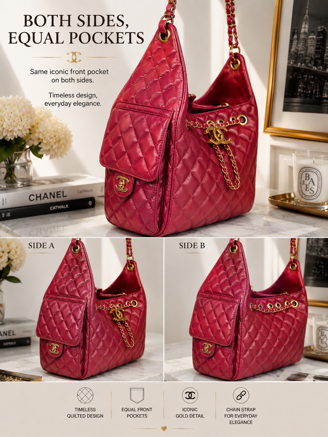 Wine Luxe Quilted Handbag CC