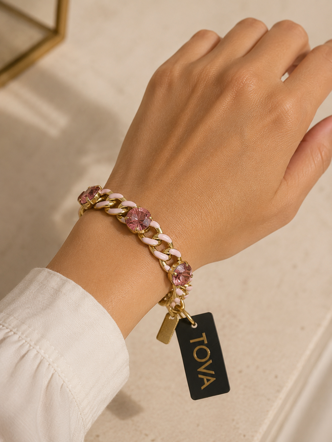 Blush Crystal Chain Bracelet