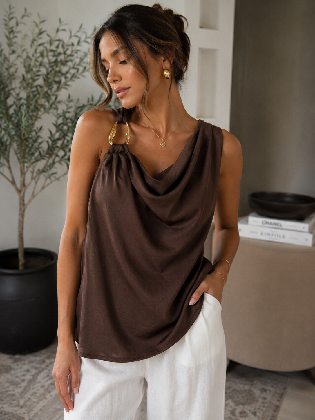 Brown Milano Draped Ring Top