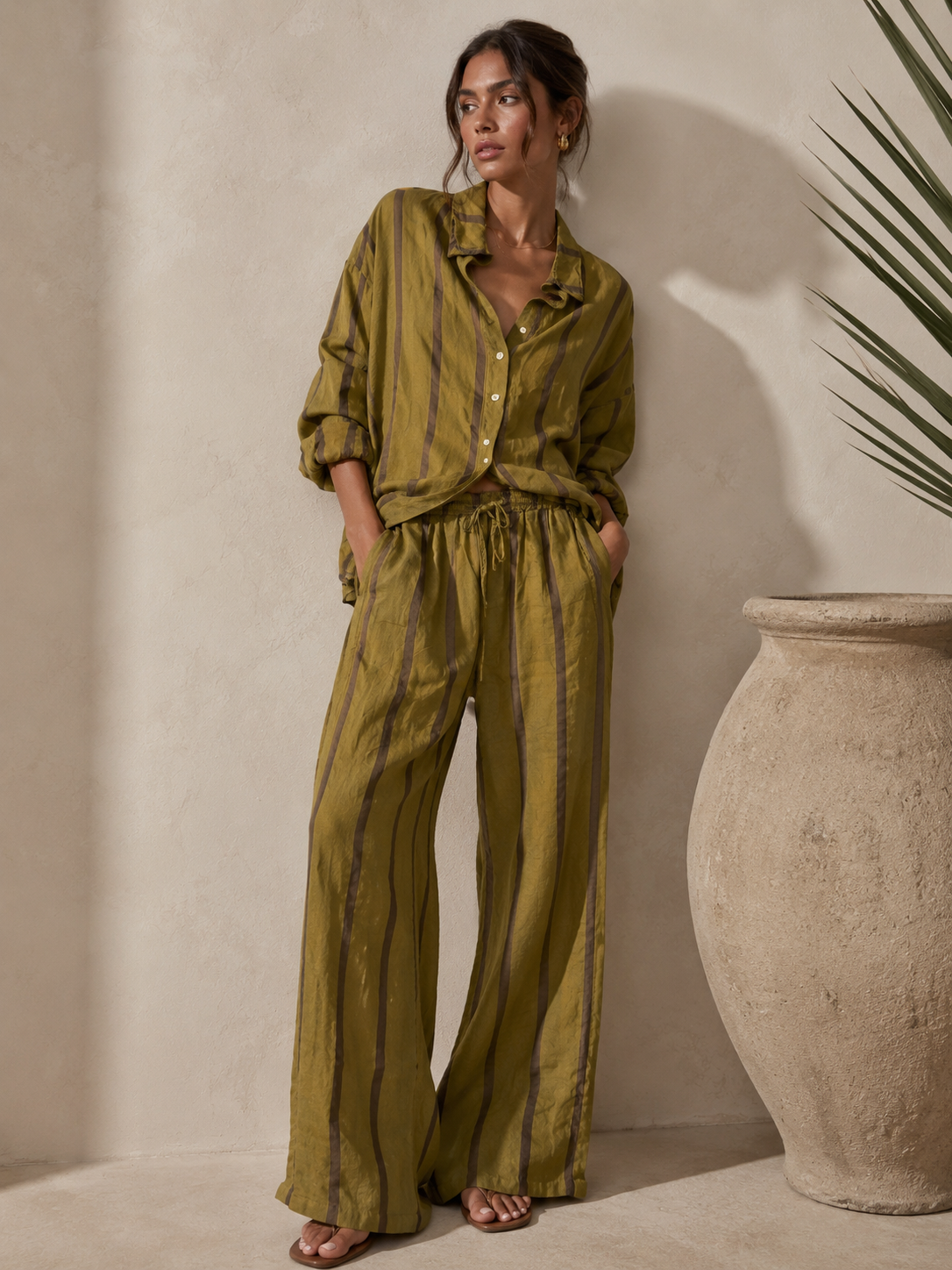Green The Siena Striped Set