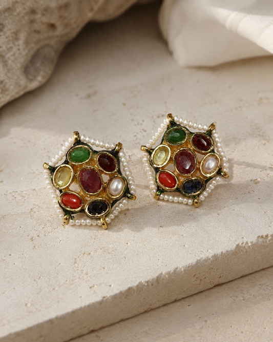 Multicolor Heritage Kundan Earrings
