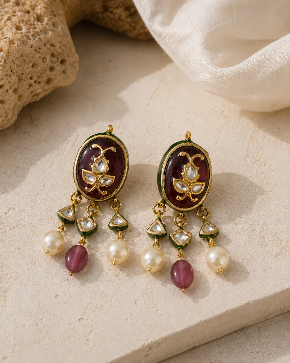 Ruby Pearl Kundan Earrings