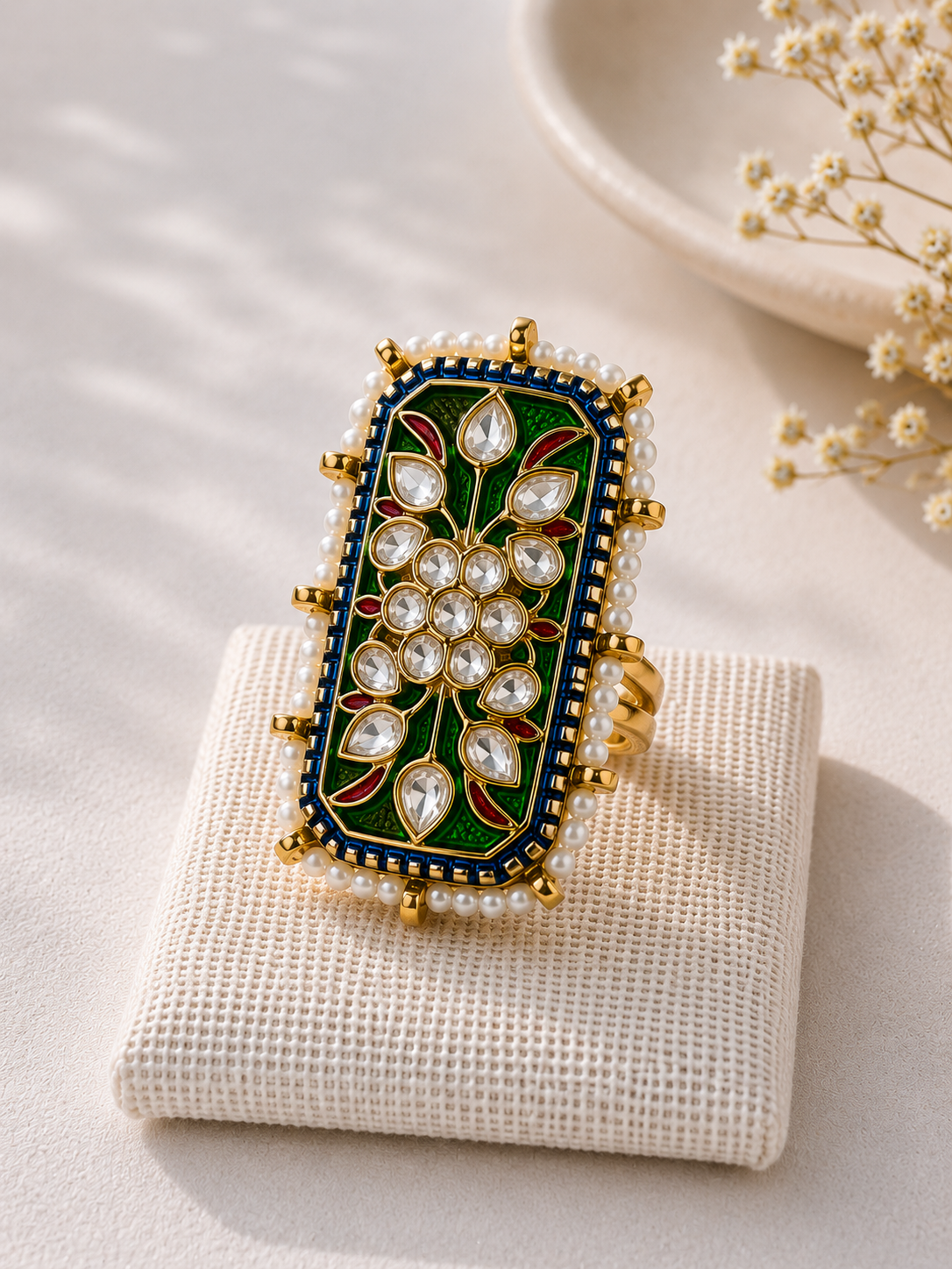 Verdant Kundan Statement Ring