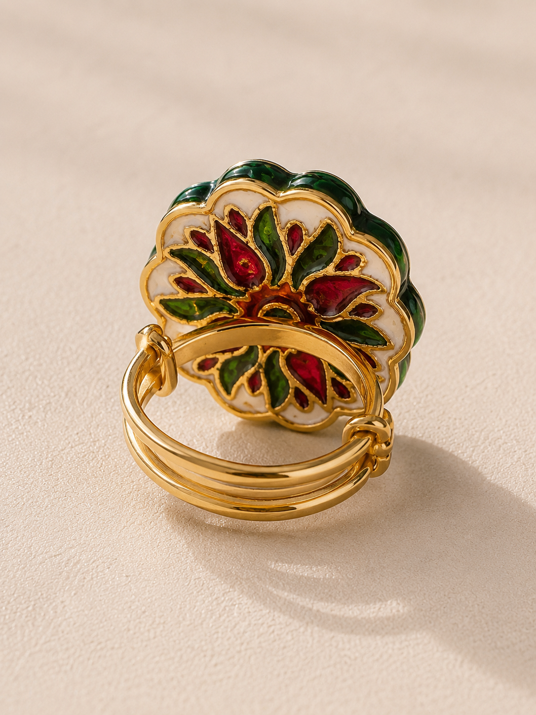 Emerald Blossom Kundan Ring