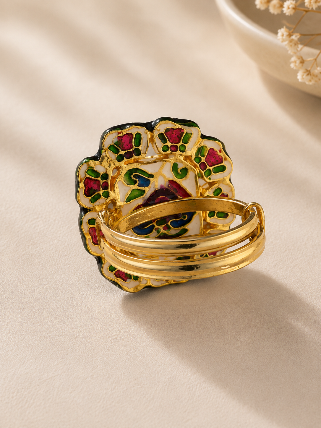 Aarika Green Kundan Ring