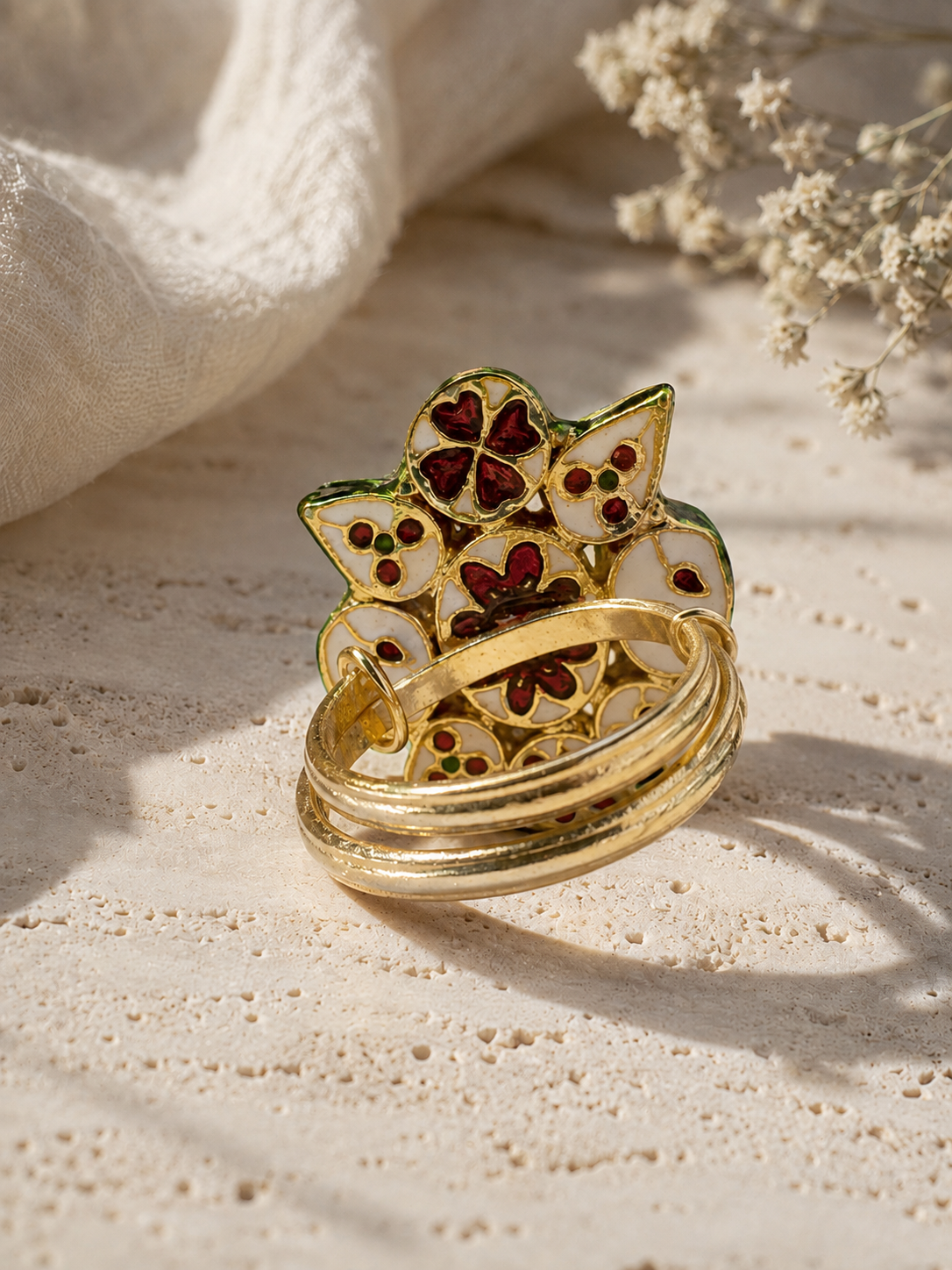 Multicolor Kundan Statement Ring