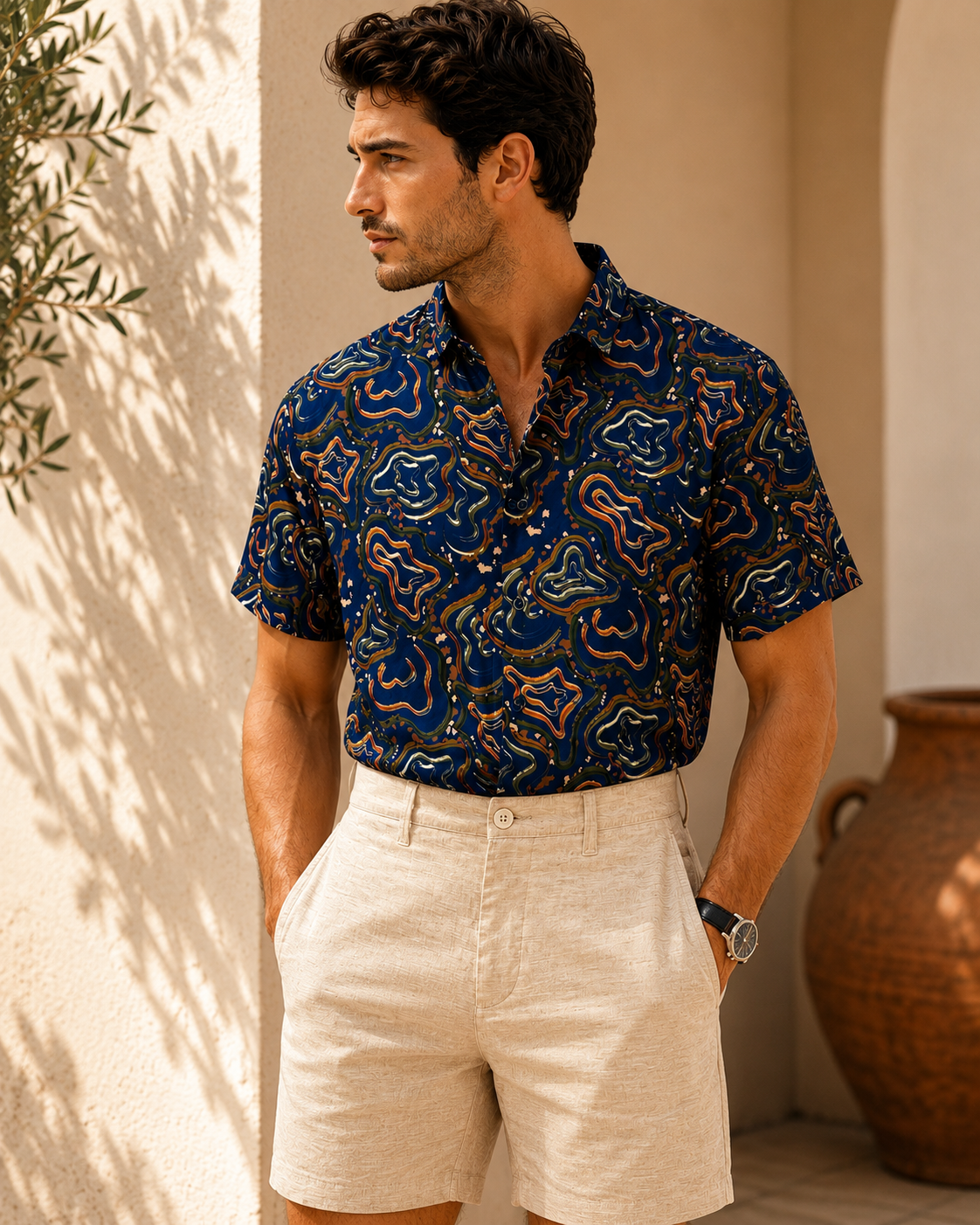 Men's Navy Multicolor Shirt