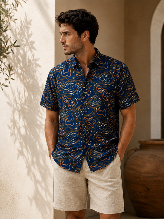 Men's Navy Multicolor Shirt