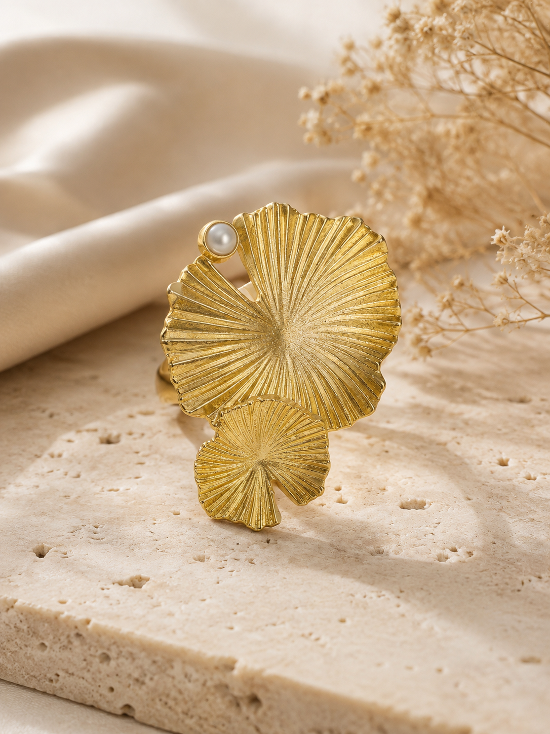 Golden Ginkgo Statement Ring