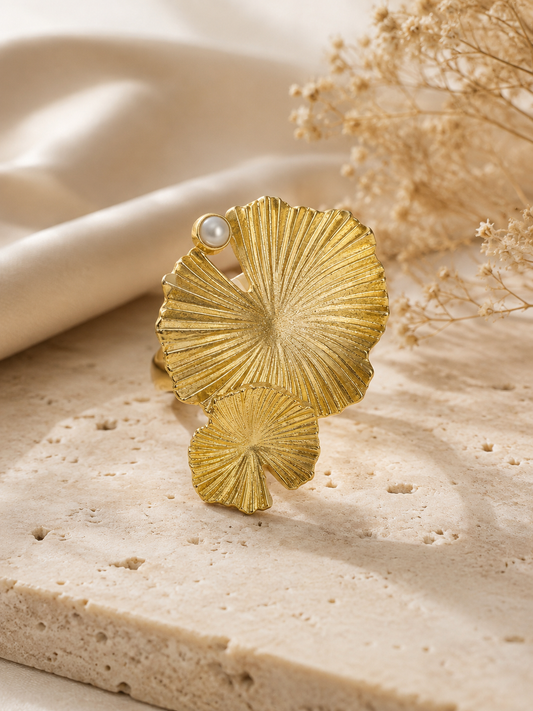 Golden Ginkgo Statement Ring