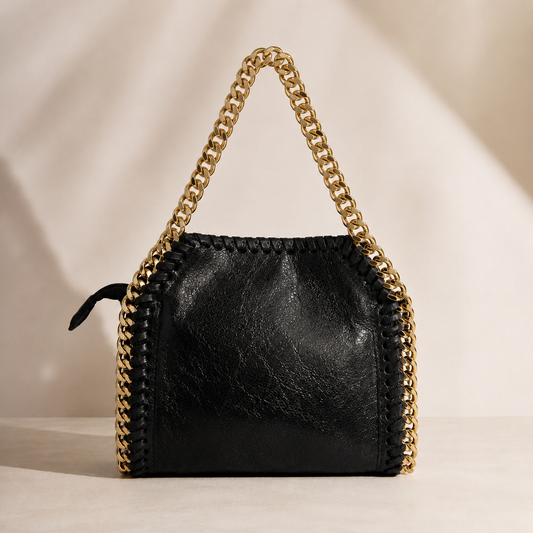 Italian Luxe Chain Crossbody Bag – Black
