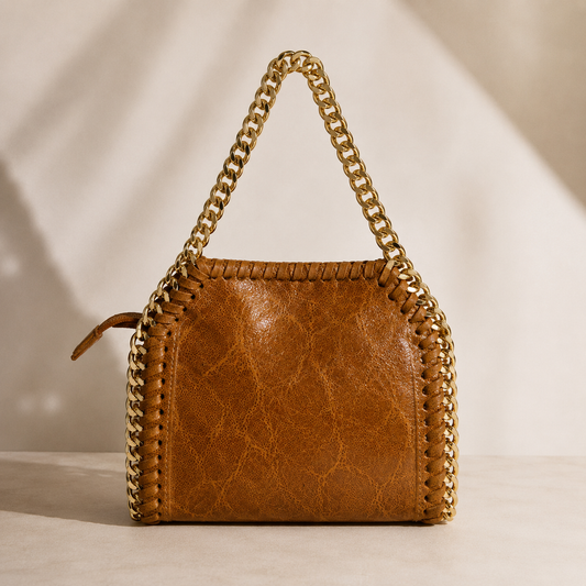 Italian Luxe Chain Crossbody Bag – Camel