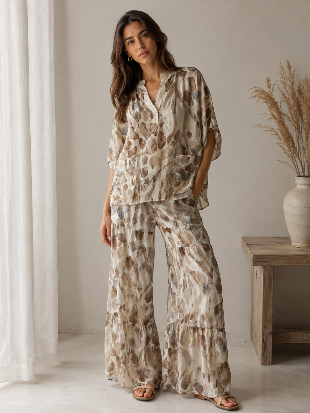 Beige Serenity Watercolor Linen Set