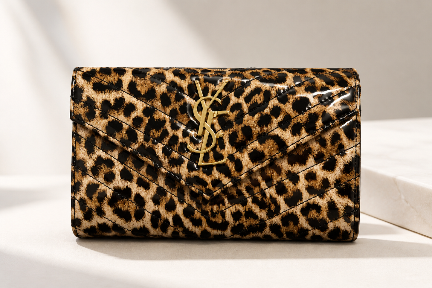 Leopard Luxe Quilted Envelope Clutch YSL