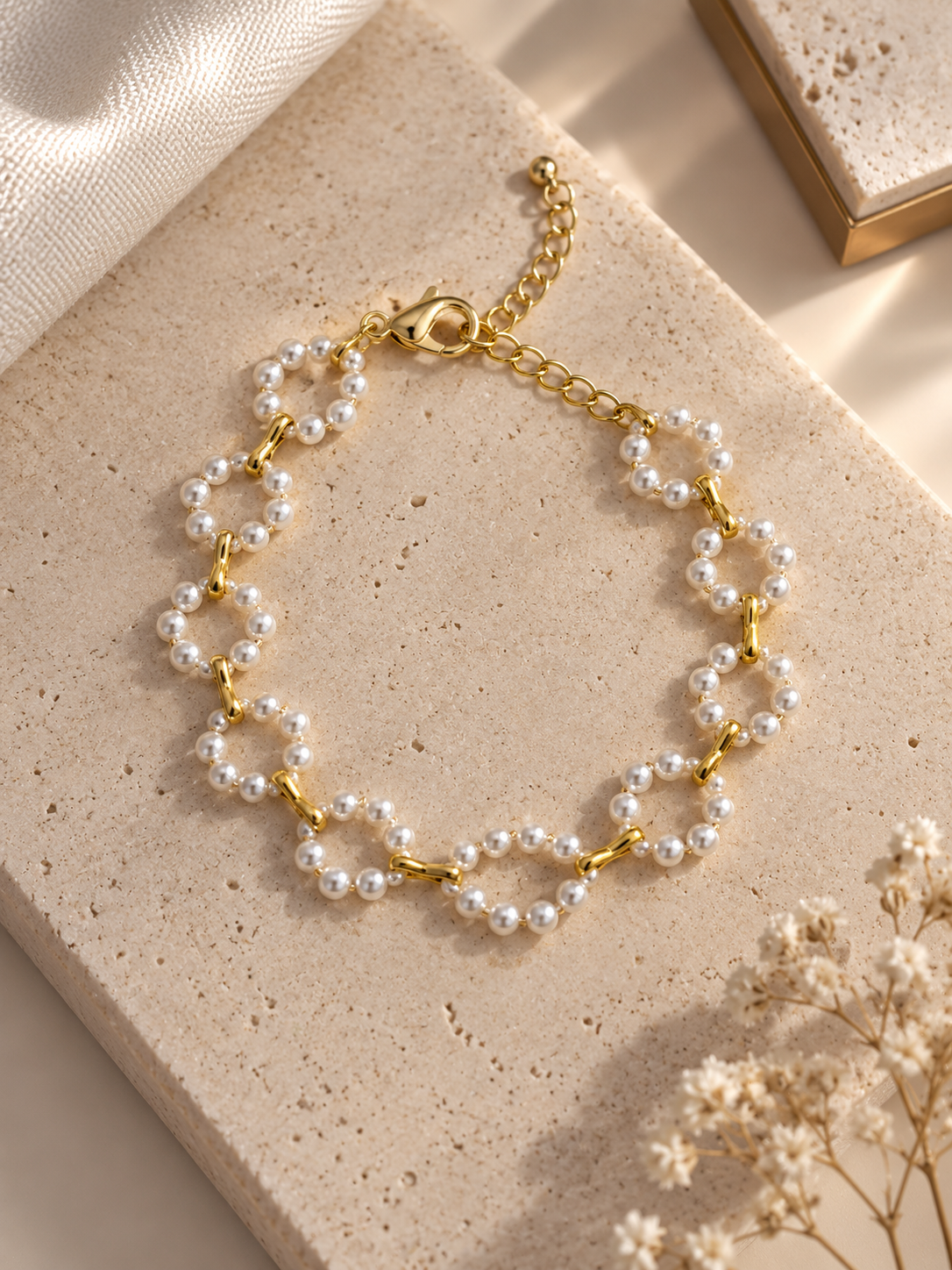 Pearl Blossom Gold Bracelet
